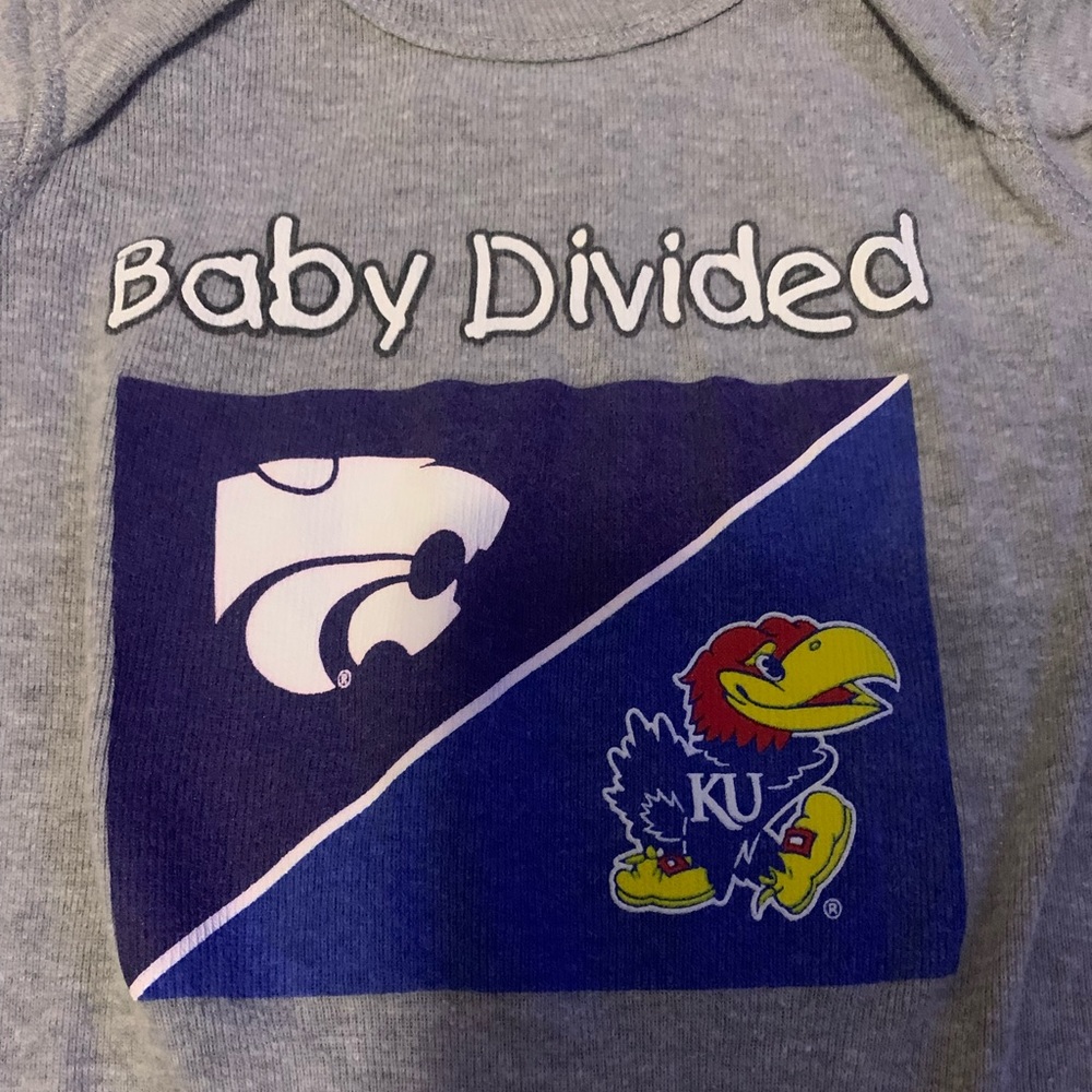 Baby divided onesie - University of Kansas Jayhawks/Kansas state university